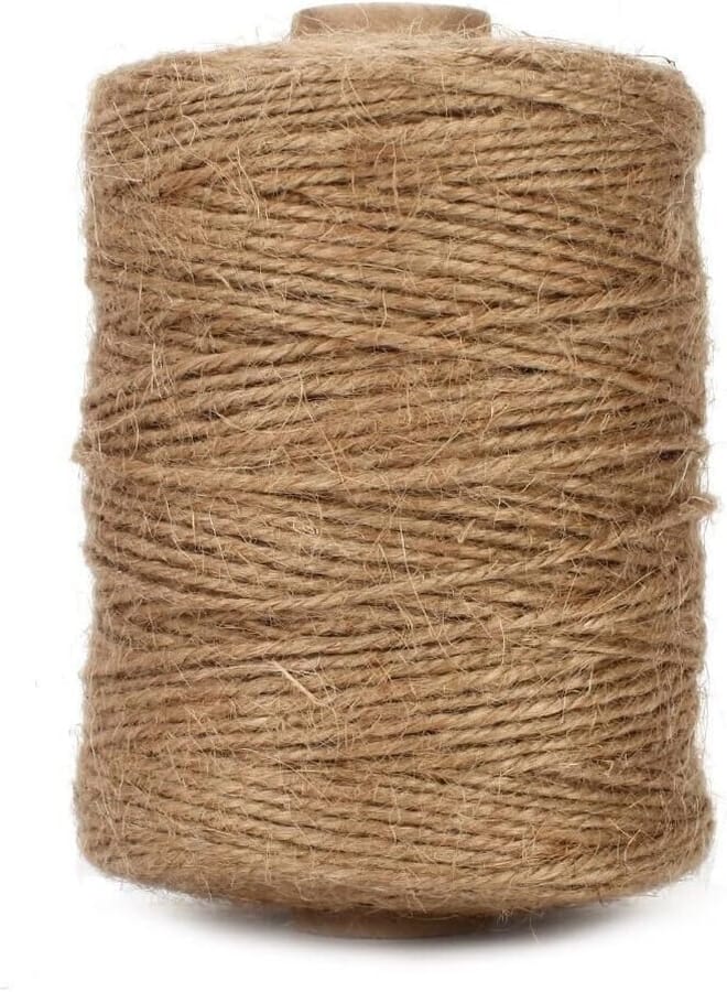 Tenn Well Natural Jute Twine 3Ply Arts and Crafts Jute Rope Industrial Packing Materials Packing String For Gifts, DIY Crafts, Festive Decoration, Bundling, Gardening and Recycling (500 Feet)